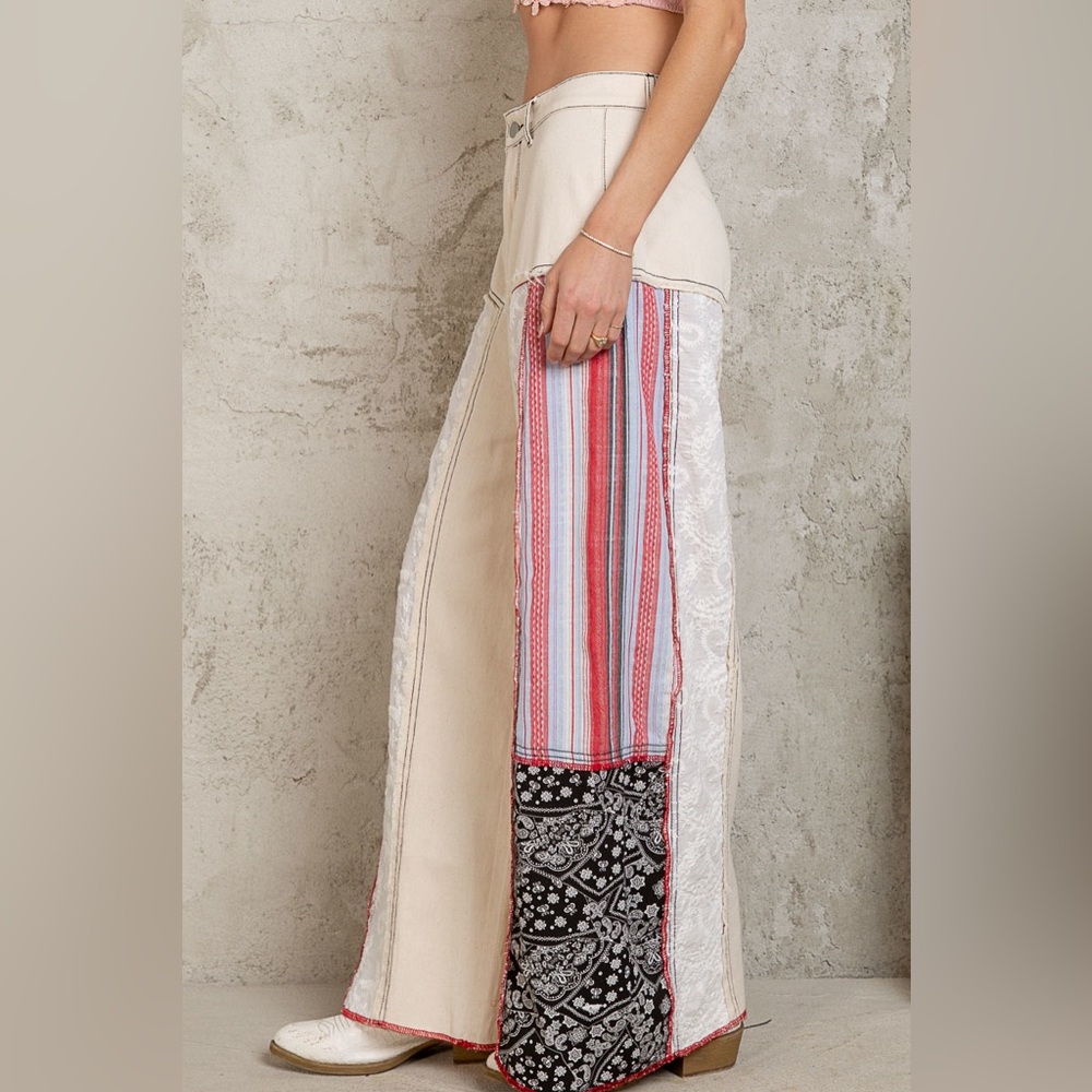 #168 CLOSEOUT FIRM 🌸New! Pol Gorgeous Wide Leg patch-Work Pants